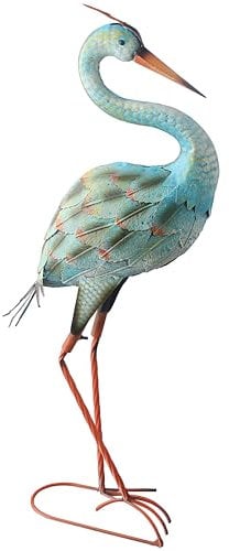 Xinkulas Gartendekoration Blaureiher Hof, Kunstdekoration, große Metallkranich-Statuen für Innen- und Außenbereich, Terrasse, Pool, Rasen (blau)