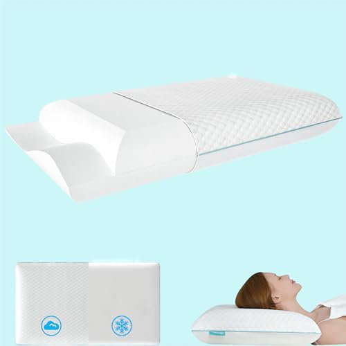 Releep Memory Foam Kopfkissen 70x40cm, 2 Härte Orthopädisches Kissen, Nackenstützkissen Seitenschläfer, Ergonomisches Kissen für Rückenschläfer, Kissen Nackenschmerzen mit Waschbarer Kissenbezug