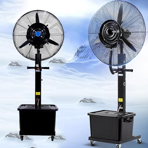Ventiladores de pedestal Ventilador de nebulización Tanque de agua de 11 galones Ventilador de pulverización industrial con oscilación de 90 grados para refrigeración, patio, garaje, gimnasi