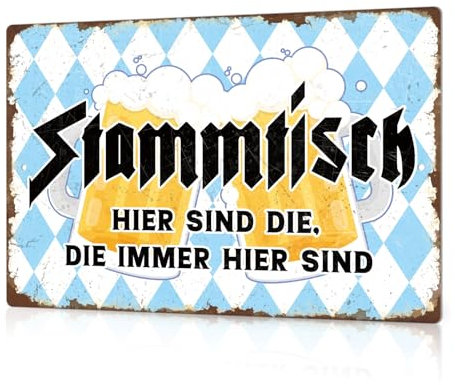 Putuo Decor Stammtisch Wanddeko - Hier sind die, die immer hier sind - Vintage Metall Schild für Bar, Pub, Partyraum