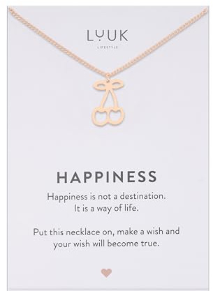 LUUK LIFESTYLE Dainty Modern Pendant Necklace for Women, Gift Ideas, HAPPINESS Card, Ladybug|Owl|Squirrel|Fish|Peacock, Vacation Holiday, Beach, Coastal, Silver|Gold|Rose Gold
