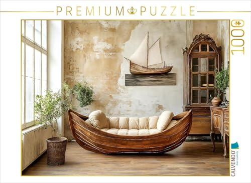 Puzzle · EIN Motiv aus dem Kalender Wohnträume aus Holz | Vom Wasser ins Wohnzimmer: Dieses Ruderboot-Sofa bringt die Seele des… · 1000 Teile · Lege-Größe 64 × 48 cm · CALVENDO Puzzle