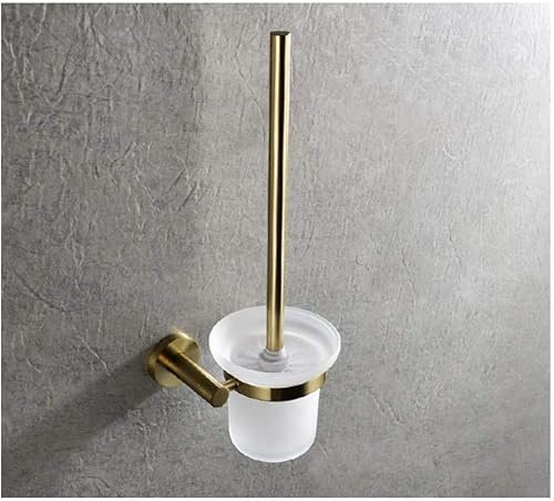 Juego de soporte para escobilla de baño con latón cepillado acabado dorado montado en la pared taza de cerámica individual incluida