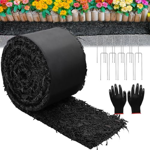 1 Stück 3 m langer Gummimulch für Landschaftsbau Garten Mulch schwarze Rolle Gummi Mulch Matte Recycelte natürlich aussehende Einfassung Bordüre schneidbar reduziert Unkrautwachstum Beeteinlage für
