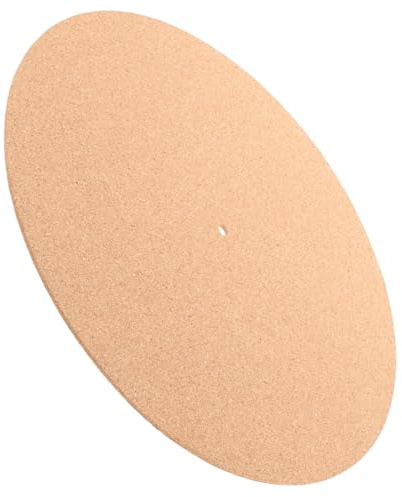 LALADEFIEE Cork Turntable Mat Slipmat for Vinyl Records and Record Players, Reduces Unwanted Vibrations and Pops, Khaki Colour, Sturdy Cork Material, for Home or Family Use