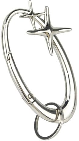 Zernblend Schwerer Glänzender Karabiner aus Metall für Gürtelschlaufe, Sternsilberner Karabiner-Schlüsselanhänger, Schlüsselanhänger, Karabinerhaken, Schlüsselringe