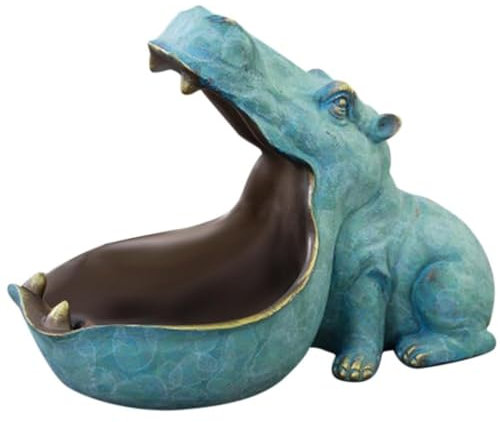 DAGLLGEW Key Bowl for Hallways Hippo Candy Dish Wide Mouth Resin Funny Candy Dish Multi-Functional Decorative Bowl for Remote Controls Keys Cell Phones Watches Candies