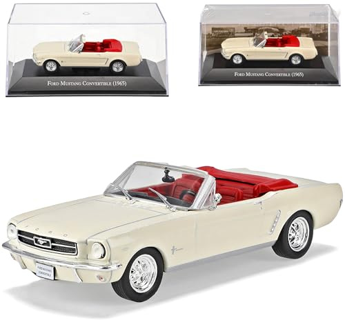 Ixo Ford Mustang I Cabrio Cream Beige 1964-1966 mit Sockel und Vitrine 1/43 Modell Auto mit individiuellem Wunschkennzeichen