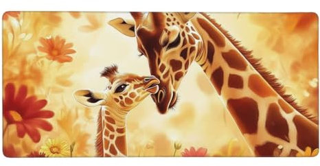 Tapis de Souris XXL Gaming 1200 x 600 x 3 mm Girafe Grand Mouse Pad avec Base en Caoutchouc Antidérapant, Imperméable et Antitache Surface en Tissu Bords Cousus pour Bureau PC Souris et Clavier F9470