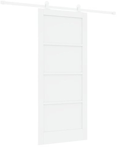 Puerta deslizante vidaXL con juego de herrajes 'ORKDAL'blanca de madera maciza de pino, Puerta interior vidaXL 'ORKDAL'blanca 86x198.5x4 cm de madera maciza de pino