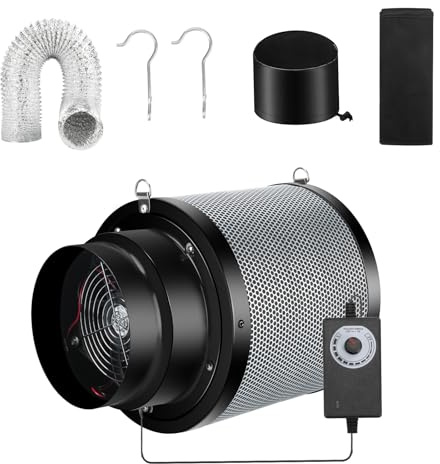 MELONFARM Air Filtration Kit 6, Built-in 14cm Fan Low Nois Carbon Filter with 12-Speed Controller, 8' Ducting, Cooling & Ventilation System for Grow Tents, Indoor Gardening, Hydroponics