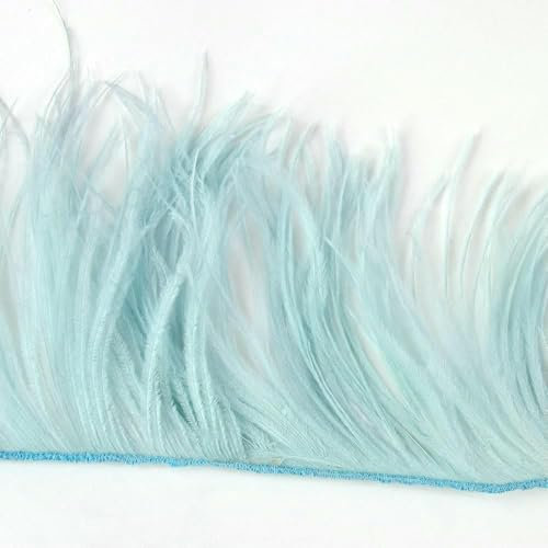 Adornos de plumas de avestruz negras de 1 metro, flecos personalizados para vestidos de boda, fiestas y ropa, color azul claro, 15-18 cm, 1 capa