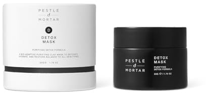 Pestle & Mortar Detox Face Mask, Bio-Adaptive Purifying Clay Formula to detoxify, hydrate, and restore balance to all skin types., 1.76 oz
