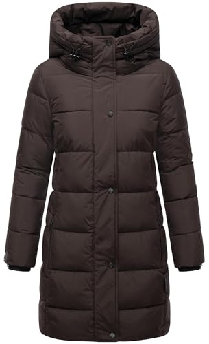 MARIKOO Damen Wintermantel warmer Steppmantel lang mit Kapuze und hohem Kragen Karumikoo XVI XS-5XL