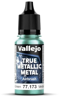 Vallejo Pintura True Metallic Metal 173-18ML Beetle Green, Formulación para Aerógrafo, Acabado Homogéneo y Alta Intensidad de Color, Sin Dilución Necesaria