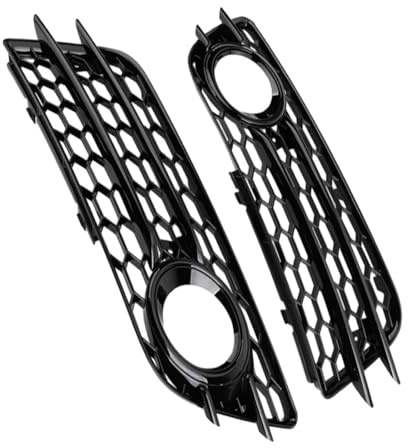 2 Stück Nebelscheinwerfergitter-Abdeckungen (Wabenform) for Audi A4 B8 und S-Line S4 Stoßstange (2008–2012) 8K0807681C(Black)