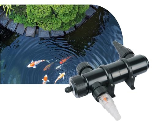 AQPOND Sterilizzatore UV per Laghetto – Chiarificatore UV-C per Controllo Alghe e Acqua Verde – Sistema di Sterilizzazione per Laghetti, Stagni e Fontane da Giardino, 2500 lt/h, 18 Watt
