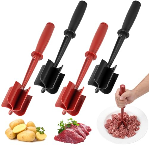 ANBEEISS 4 Unidades Picadora de Carne Manual 5 Cuchillas | Trituradora Carnes, Machacador Picada, Utensilios Cocina Mezclar Machacar Esenciales