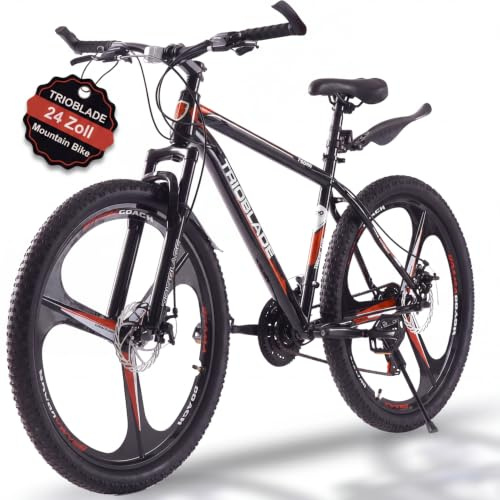 KernGut 24/26/27.5 Zoll 21-Gang Mountainbike, mit Stoßdämpfer, Doppel Scheibenbremsen und Schlammbrett 3-Speichen-Räder High-Carbon Stahlrahmen MTB, Outdoor Sport Fahrrad Stadt & Gelände