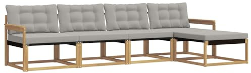 vidaXL Outdoor-Sofagarnitur mit Kissen 5 pcs Weiß und Hellgrau, Garten, moderner, langlebiger Outdoor-Sofa, Sessel-Ecke, Lounge-Möbel, Terrasse Set