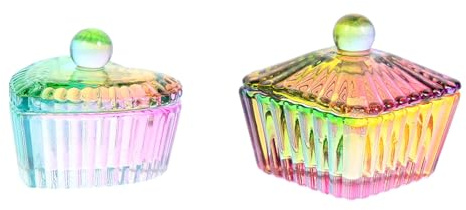 Artibetter 2 Vasos de Cristal para Manicura Tapa, Plato de Monómeros de Vidrio Práctico y Elegante para Decoración de Uñas