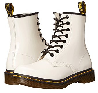Dr. Martens Women's 1460 W Patent Leather 8 Eye Boot, White, 7