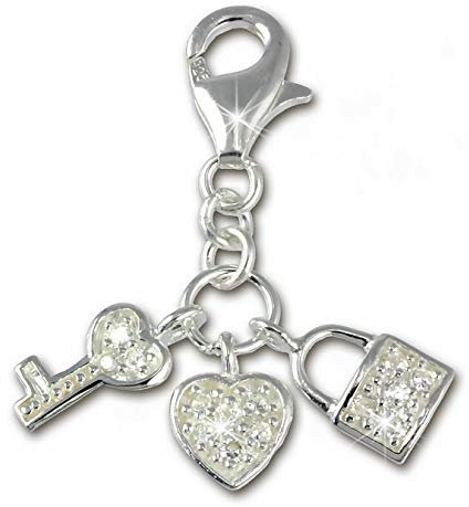 SilberDream Charm 925 Silber Anhänger weiß Herz Schlüssel Zirkonia FC224W Silber Charmsschmuckanhänger