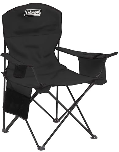Coleman Portable Camping Chair with 4-Can Cooler, Cushioned Seat & Back with Side Pockets & Cup Holder, Carry Bag Included, Great for Camping, Tailgating, Firepits, Patio, & More