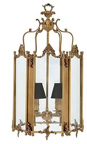 Casa Padrino Barock Hängeleuchte aus Messing Antik-Look, 4 Flammiger Kronleuchter, Breite 39 cm, Höhe 73 cm, Tiefe 42 cm - Barock Schloss Lampe - feinste Qualität