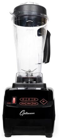 Hochleistungsmixer Optimum 9200A, 2611 Watt, 3.5PS, 6 Edelstahlklingen, 48000 U/min, 2L BPA-freier Behälter, 6 Programme + Pulstaste, GRATIS Nussmilchbeutel + Stößel + Silikonschaber