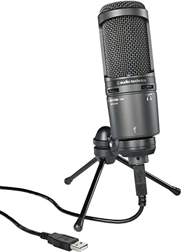 Audio-Technica AT2020USB+ Microfono cardioide a condensatore (connessione USB) per voce fuori campo, podcasting, streaming e registrazione