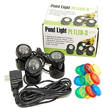 Jebao Submersible LED Pond Light with Photcell Sensor, Set of 3