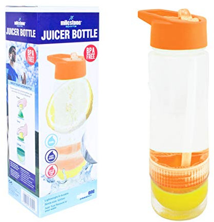 Milestone Sports 65720 Juice Twist Fruit Water Drinks Bottle, Orange, 500ml