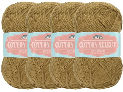 BambooMN Brand - Cotton Select Yarn - 4 Skeins - Col 210 - Chestnut Brown
