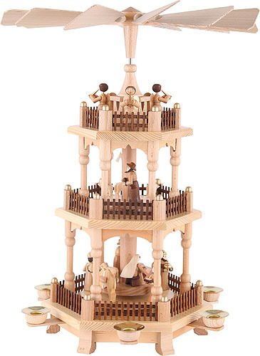 Theo Lorenz Weihnachtspyramide 3-stöckige Pyramide - Zur Weihnacht - 45 cm - Original Erzgebirge