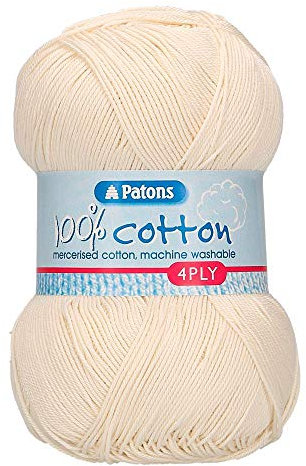 Patons Knitting Yarn, Cotton, Cream, One Size