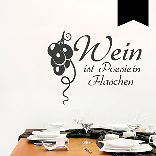 WANDKINGS Wandtattoo Wein ist Poesie in Flaschen. 40 x 31 cm schwarz - erhältlich in 33 Farben