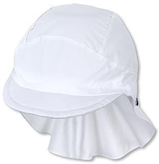Sterntaler Schirmmütze Nacken Basic - Unisex Baby- und Kinder Mütze mit Nackenschutz - UV-Schutz 50+ Hut aus Popeline (Bio) - leichte Sommer Kopfbedeckung mit Gummiband - weiß, Größe 53