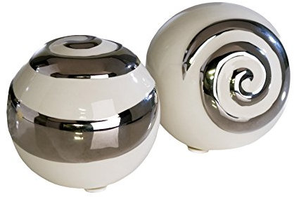 Decoración Moderna Bolas Hecho De Cerámica 2 Piezas blanco/plata Diámetro 6 cm