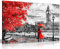 Panther Print Reproduction de peinture à l'huile de Londres Big Ben rouge Umbrealla sur toile (61 x 40 cm), chambre à coucher