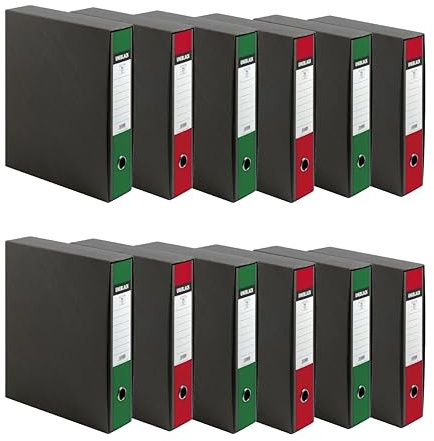 Pigna, Registratore Dorso 8 Uniblack, Elegante e Professionale, Ideale per Ufficio e Studio, con custodia grigia, f.to 28,5x33,5x8 cm, Scatola da 12 pezzi