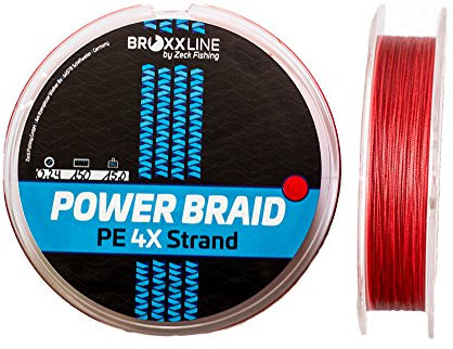 BroxxLine 150 m Angelschnur geflochten 0,08-0,30 mm Raubfisch Schnur Spinnfischen (rot, 0,24 mm)