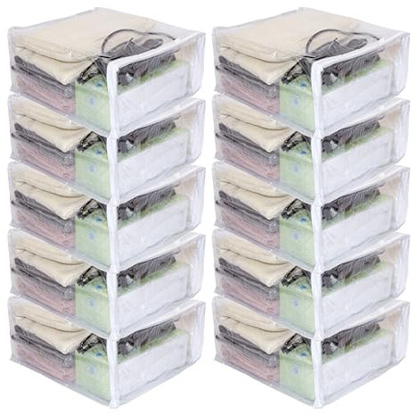 Clear Vinyl Zippered Storage Bags 9 x 11 x 5 Inch with 7.5 Display Pocket 10-Pack
