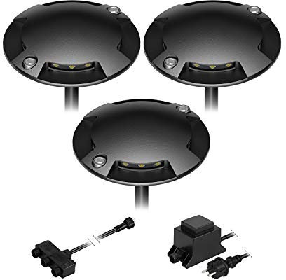 ledscom.de LED Boden-Aufbau-Leuchte Bunda, 4-flammig, für außen, schwarz, befahrbar, warm-weiß, 3er Set