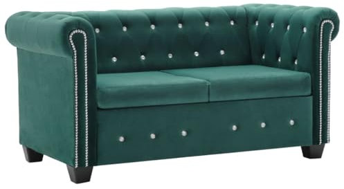 vidaXL Chesterfield Sofa 2-Sitzer Luxus Samtbezug Grün Polstersofa Loungesofa