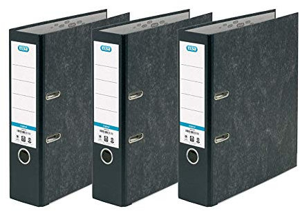 Elba Aktenordner, A4, Papier auf Karton, Schwarz, 3 Stück 3 Stück