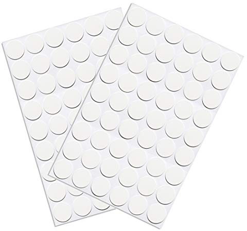 VictorsHome Screw Hole Covers Stickers PVC Self-Adhesive Caps Dustproof for Wall Wooden Furniture Cabinet 21mm 2 Sheets/108pcs White