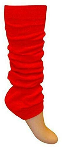 Kids Girls Plain Leg Warmer Girls School Dance Wear Legwarmer Tutu Fancy (Red)