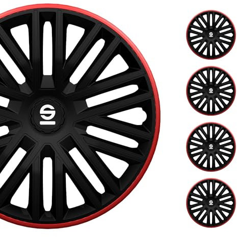 Sparco Radzierblenden Bergamo - 16-Zoll - Schwarz/Rot - Satz mit 4 Stück