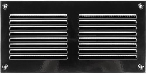 Vent Systems 200 x 100 mm / 8 x 4 Inch - Air Vent Cover - Black - Metal Air Return Grill with Built in Pest Guard Screen HVAC Vent Cover for Home Improvement Vent Duct Cover